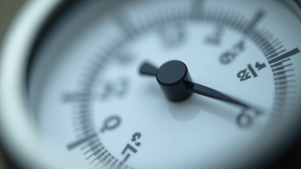 Gros plan d'un cadran de compteur d'eau avec aiguilles noires pointant sur les chiffres, graduations visibles en blanc