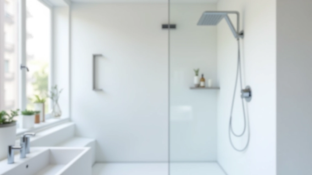 Salle de bain moderne avec douche à l'italienne et pomme de douche chrome brillante