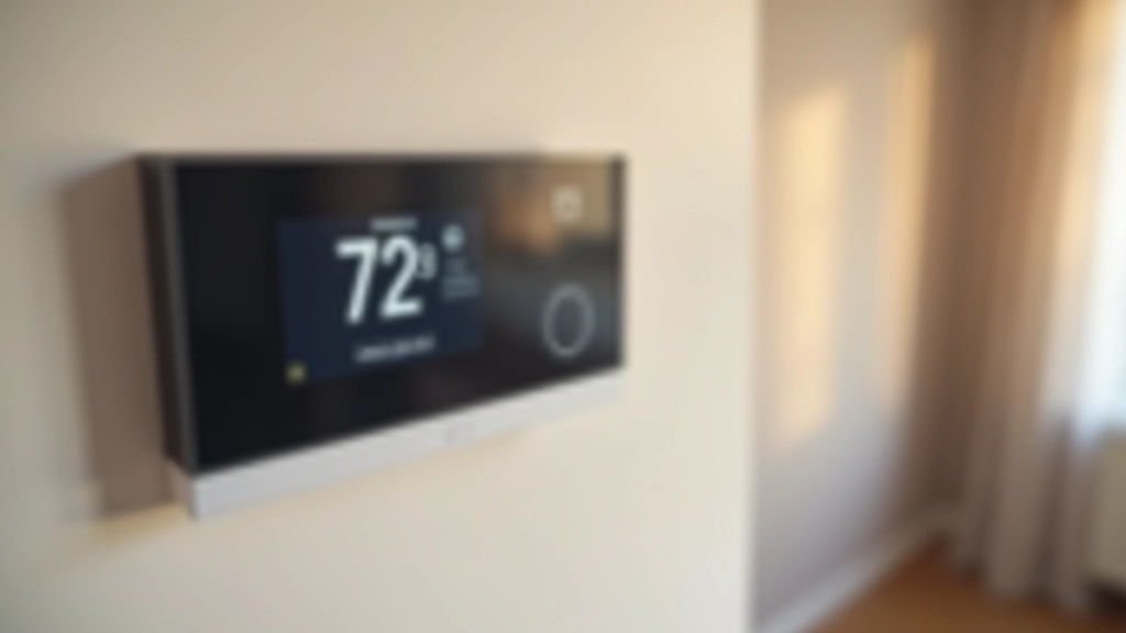 Thermostat programmable moderne sur mur de salon avec affichage numérique