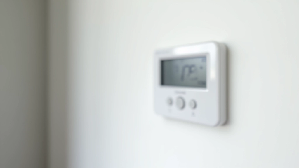 Thermostat programmable moderne sur un mur blanc montrant une température de 19 degrés
