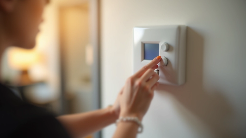Personne réglant un thermostat programmable moderne