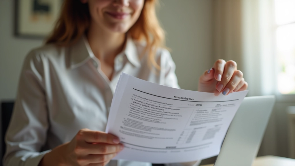 Main tenant un relevé de chauffage et comparant les chiffres sur un ordinateur portable en arrière-plan