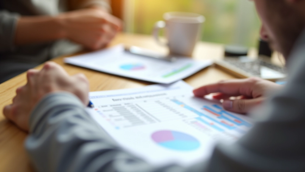 Main pointant sur un relevé de consommation imprimé avec graphiques et chiffres annotés